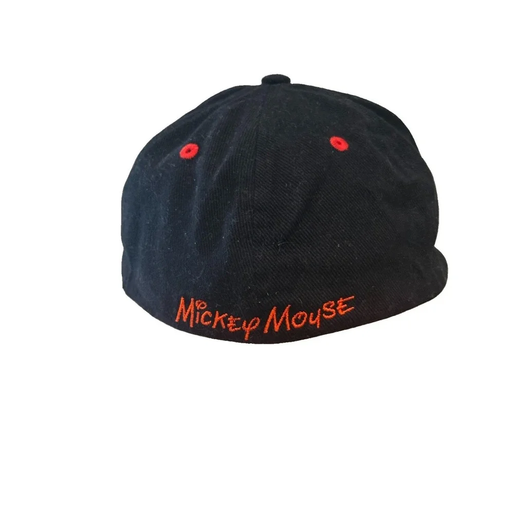Disney Parks Mickey Mouse All Over Print Black Red Closed Back Hat Youth Size